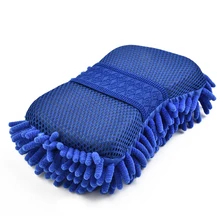 1 Pc Blue Microfiber Chenille Car Wash Sponge Care Washing Brush Pad Cleaning Tool Auto Washing Towel Gloves Styling Accessories