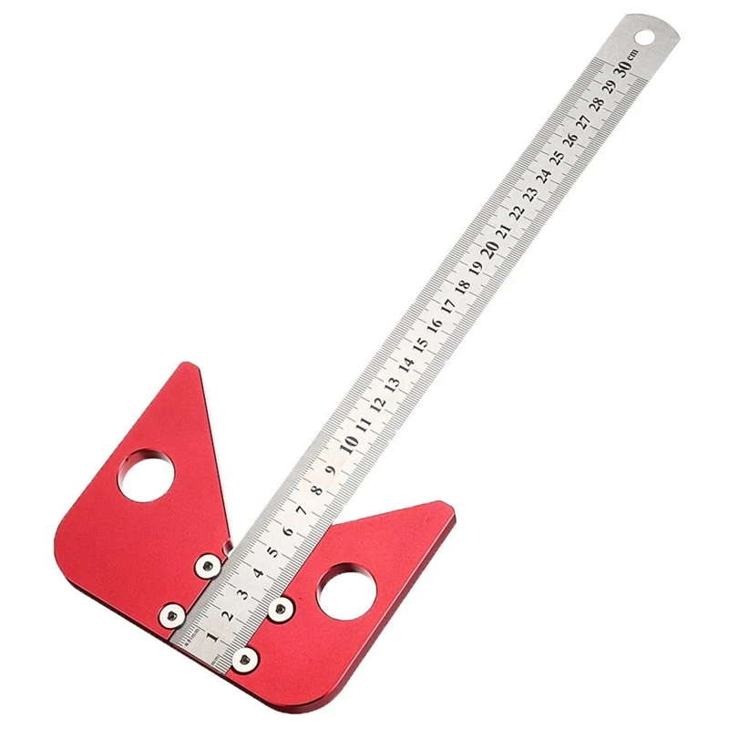 1 PCS Woodworking Center Marking Ruler 45-Degree Angle Marking Ruler Set Circular Midline Marking Device Silver&Red
1 PCS Woodworking Center Marking Ruler 45-Degree Angle Marking Ruler Set Circular Midline Marking Device Silver&Red