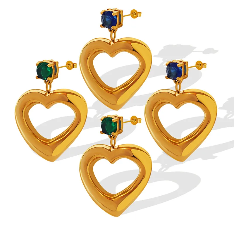 European and American Titanium Steel 18K Gold High Grade Temperament Geometric Luxury Zircon Heart Earrings Anniversay Gifts
European and American Titanium Steel 18K Gold High Grade Temperament Geometric Luxury Zircon Heart Earrings Anniversay Gifts