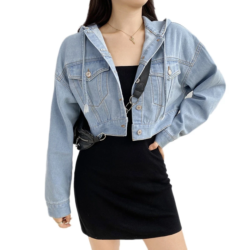 Loose Streetwear Women's Denim Jacket Hooded Fashion Casual Short Coat Women Autumn Long Sleeve Vintage Pocket Outerwear
Loose Streetwear Women's Denim Jacket Hooded Fashion Casual Short Coat Women Autumn Long Sleeve Vintage Pocket Outerwear