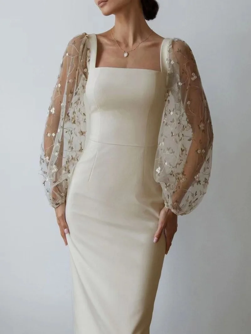 Elegant Ladies Dress for Women Fashion Embroidered Patchwork Solid Buttocks Up Long Sleeve Skirt Women's Maxi Dresses Vestidos
Elegant Ladies Dress for Women Fashion Embroidered Patchwork Solid Buttocks Up Long Sleeve Skirt Women's Maxi Dresses Vestidos
