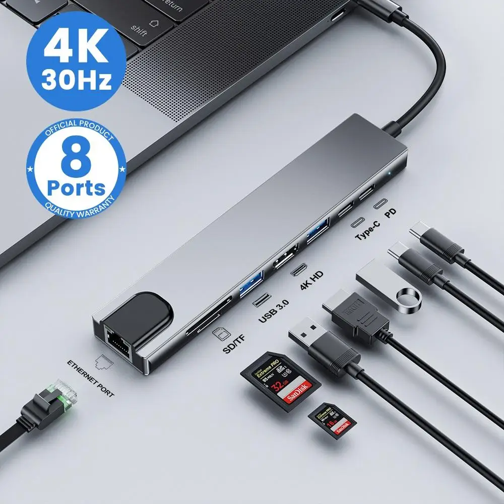 YurKem USB C HUB Type C Splitter To HDMI 4K Thunderbolt 3 Docking Station Laptop Adapter With PD SD TF RJ45 For Macbook iPad Pro
YurKem USB C HUB Type C Splitter To HDMI 4K Thunderbolt 3 Docking Station Laptop Adapter With PD SD TF RJ45 For Macbook iPad Pro