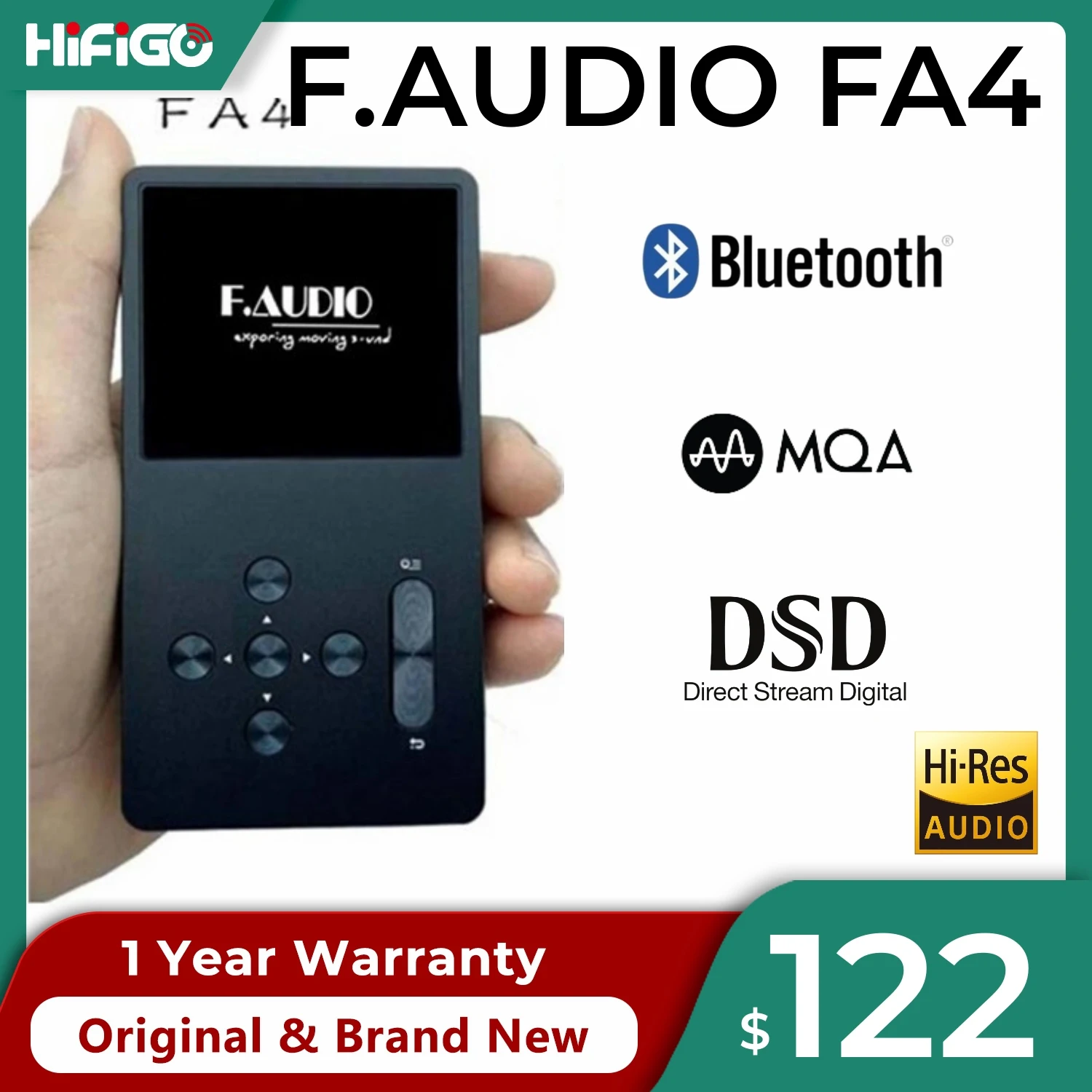 

F.Audio FA4 Touch Screen Bluetooth MP3 Music Player HIFI DSD Lossless USB DAC Decoding Dual ES9038Q2M Balanced Output for Sony