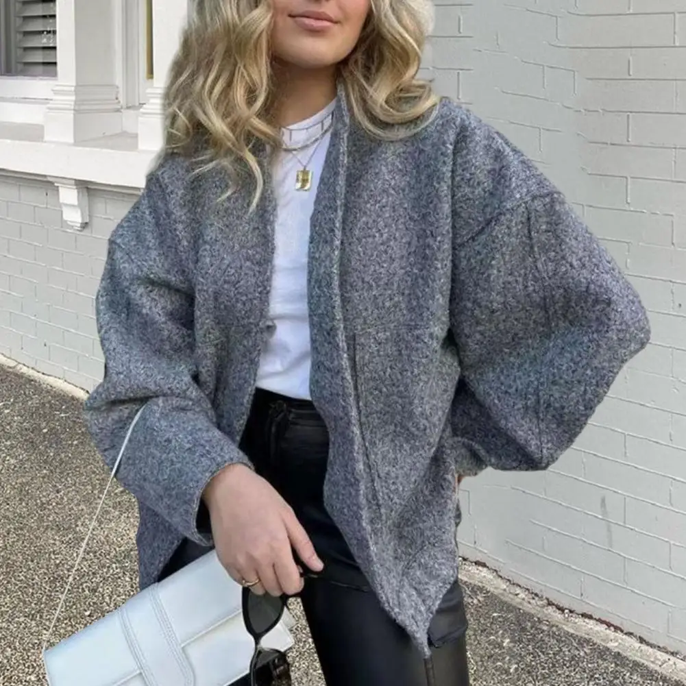 Solid Color Jacket Coat Stylish Women's Autumn Winter Baseball Jacket with Stand Collar Long Sleeves Big Pockets Casual Coat
Solid Color Jacket Coat Stylish Women's Autumn Winter Baseball Jacket with Stand Collar Long Sleeves Big Pockets Casual Coat