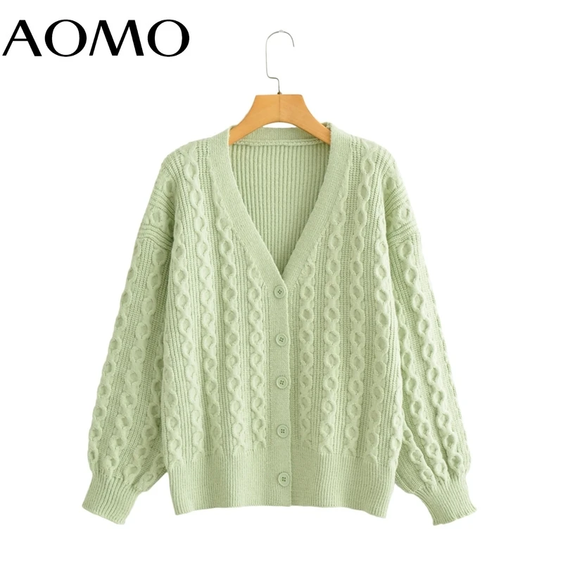 AOMO 2021 Autumn Winter Women Green Twist Knitted Cardigan Sweater Jumper Vintage Long Sleeve Button-up Female Outerwear BC50A
AOMO 2021 Autumn Winter Women Green Twist Knitted Cardigan Sweater Jumper Vintage Long Sleeve Button-up Female Outerwear BC50A
