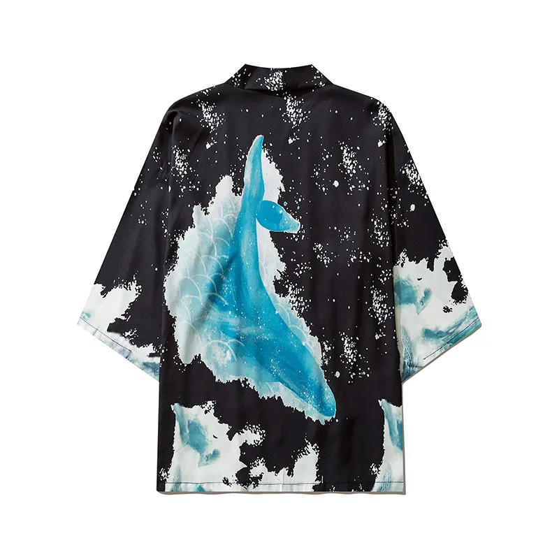 Summer Kimono Men Streetwear Cardigan Harajuku Traditional Japanese Style Women Coat Haori Black Fish Print Kimono
Summer Kimono Men Streetwear Cardigan Harajuku Traditional Japanese Style Women Coat Haori Black Fish Print Kimono