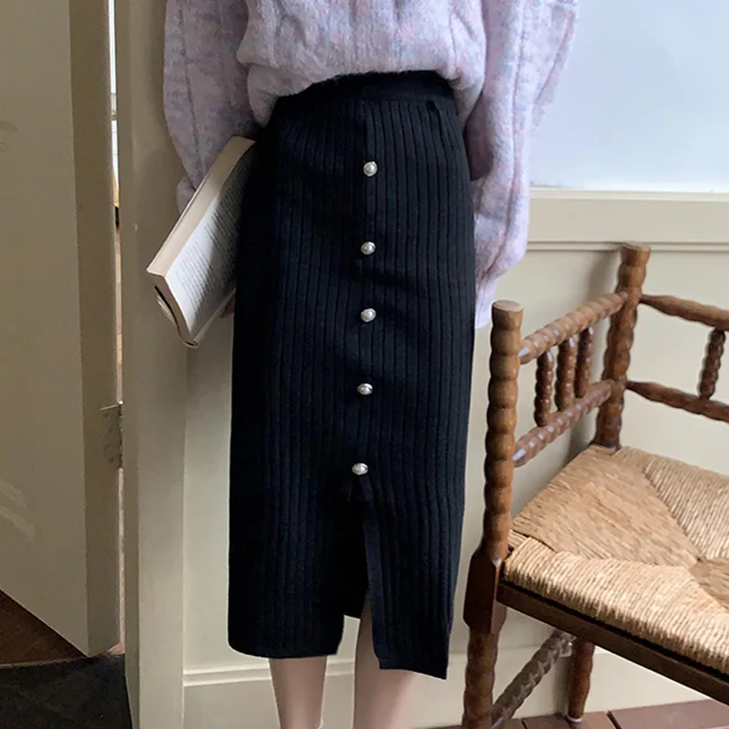 autumn Knitted Skirts Women solid button Elastic Waist Split Pencil Skirt Korean Casual Bodycorn Long Midi Skirt Vintage Elegant
autumn Knitted Skirts Women solid button Elastic Waist Split Pencil Skirt Korean Casual Bodycorn Long Midi Skirt Vintage Elegant