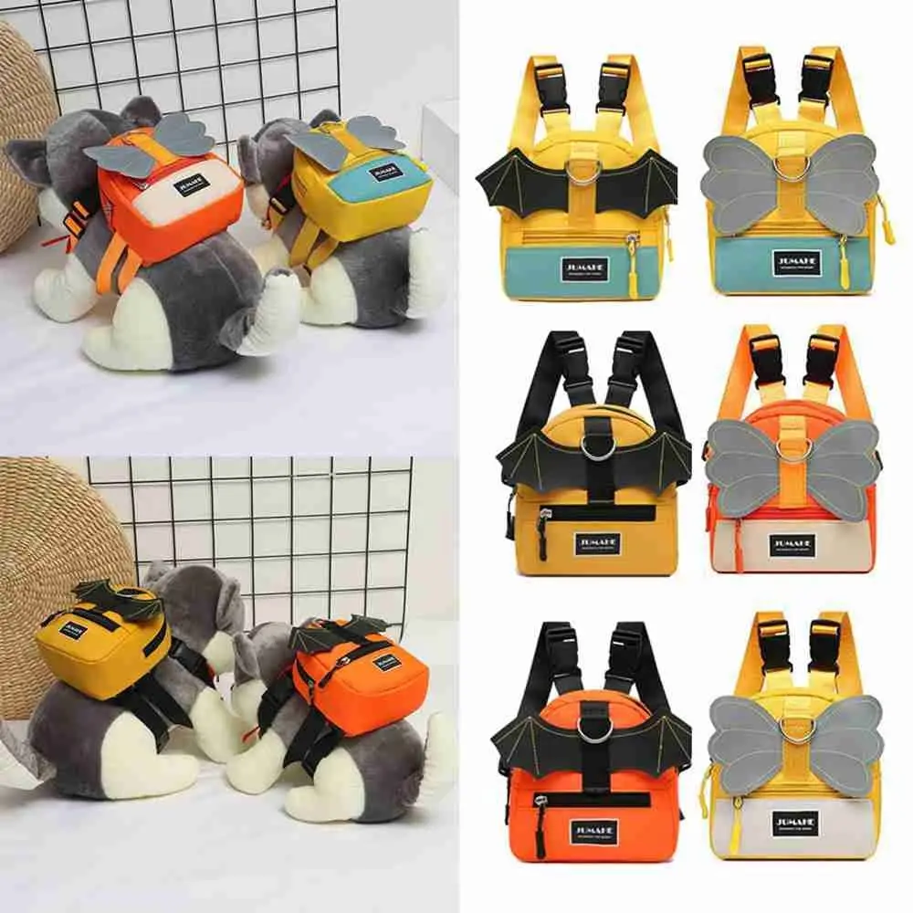 

Canvas Dog Hiking Backpack Harness Cute Wing Small Puppy Saddle Bag Zippered Adjustable Back Pack Vest Pet Supplies