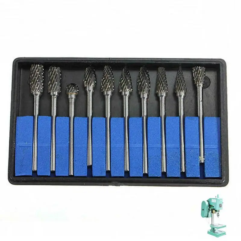 Carbide Burr Set Tungsten Carbide Rotary File Set 10PC Double Cut Rotary Cutting Burrs Die Grinder Bits For Steel And Wood
Carbide Burr Set Tungsten Carbide Rotary File Set 10PC Double Cut Rotary Cutting Burrs Die Grinder Bits For Steel And Wood