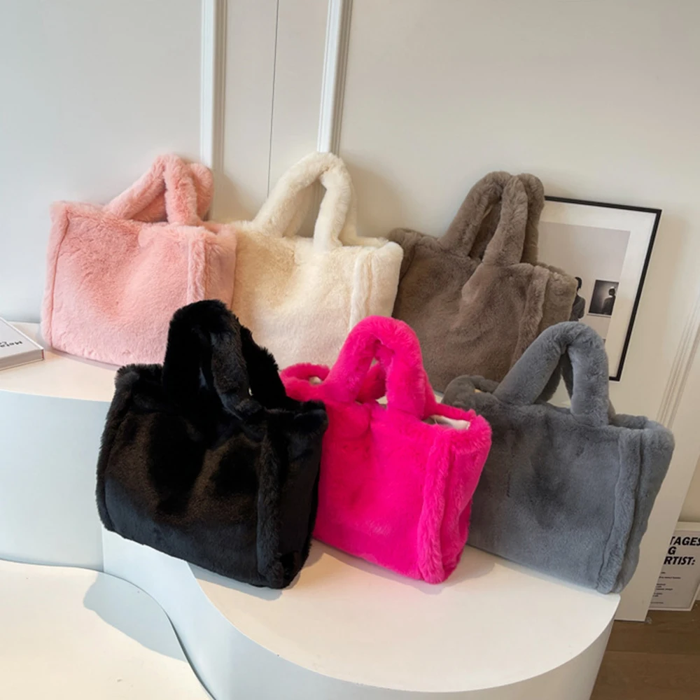 Soft Plush Shoulder Bags For Women Large Capacity Handbags Winter Warm Faux Fur Tote Bag Solid Color Fuzzy Shopper Bags Purses
Soft Plush Shoulder Bags For Women Large Capacity Handbags Winter Warm Faux Fur Tote Bag Solid Color Fuzzy Shopper Bags Purses