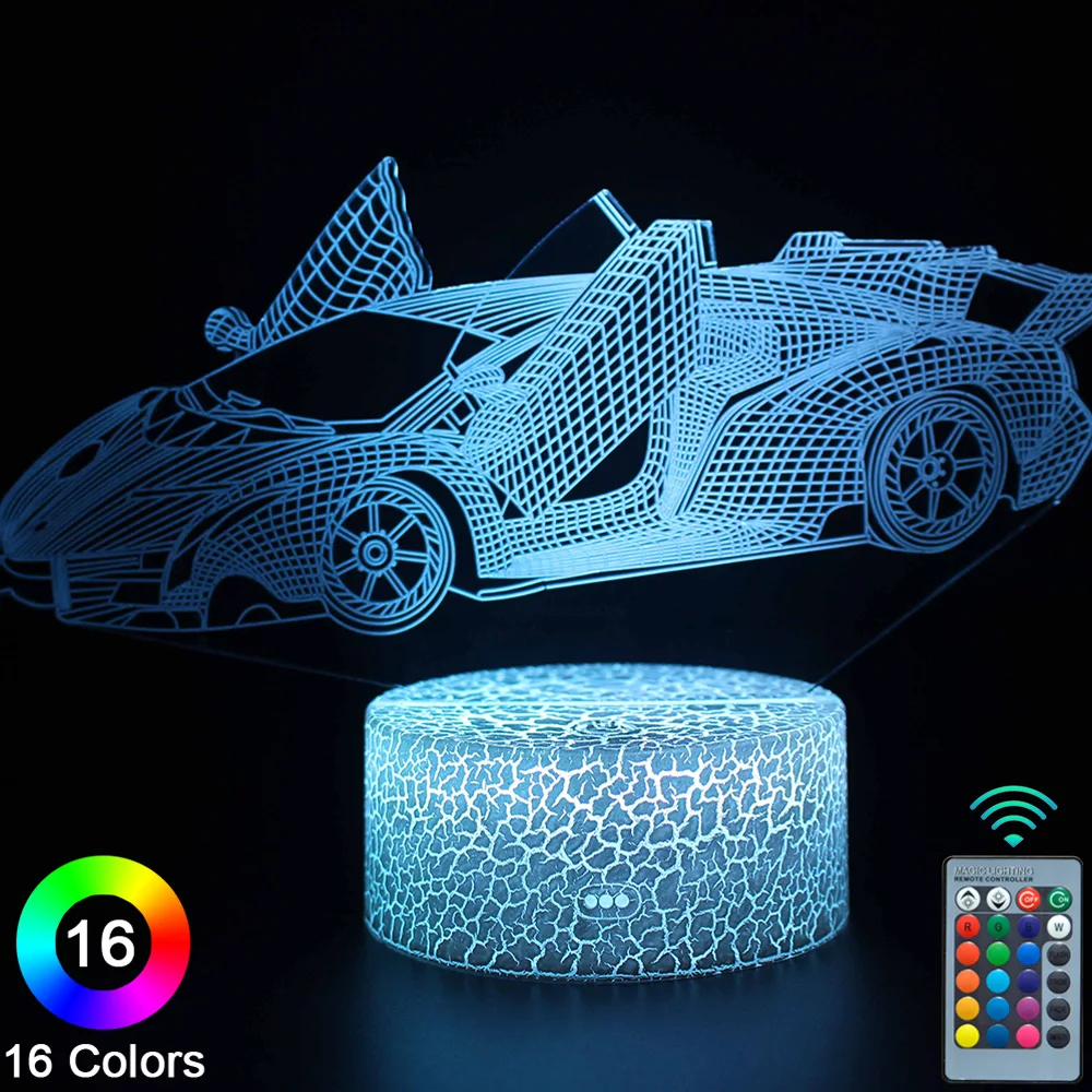 Светодиодные ночники 3D в спортивном автомобиле, сенсорный пульт дистанционного управления, настольная лампа, декор для комнаты, подарок на ...
Светодиодные ночники 3D в спортивном автомобиле, сенсорный пульт дистанционного управления, настольная лампа, декор для комнаты, подарок на ...