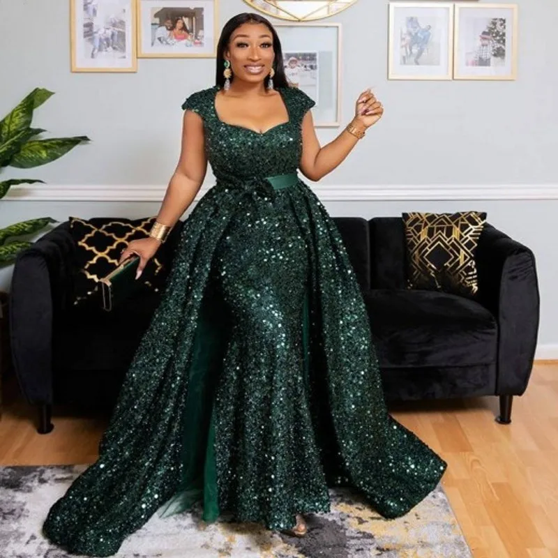 

Green Party Dresses 2023 Luxury Evening Dress Gala Bride Dinner Women Formal Sequins Celebrity Prom Gowns Robe De Soirée Custom