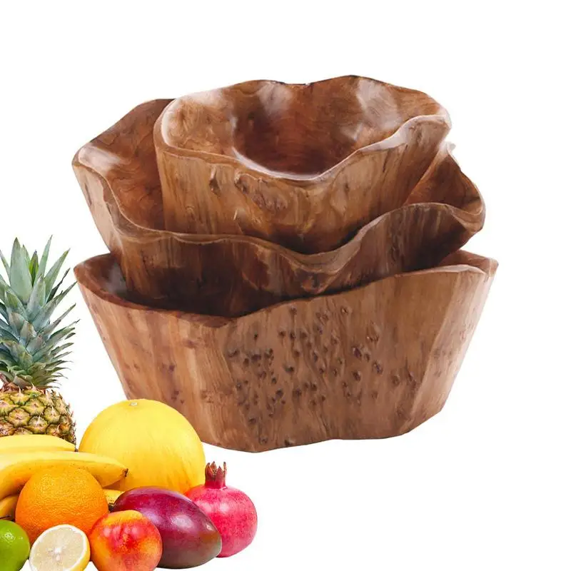 

Wood Bowl Crafting Wooden Jewelry Bowl Wooden Candy Dish Exquisite Details Farmhouse Style Tray For Pine Cones Fruit Jewelry