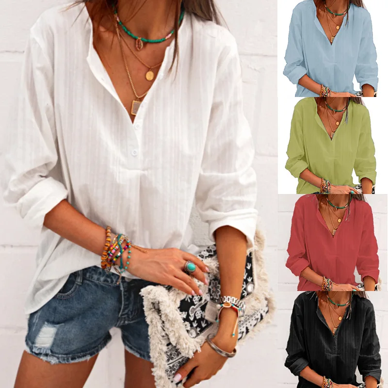Women's clothing 2022 spring and summer fashion V-neck striped cotton linen blouse loose casual shirt women
Women's clothing 2022 spring and summer fashion V-neck striped cotton linen blouse loose casual shirt women
