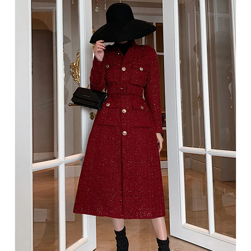 OKXGNZ Элегантное Длинное Красное Клетчатое пальто женское однобортное зимнее пальто с карманами повседневное шикарное твидовое пальто офисная Дамская куртка 2022 
OKXGNZ Элегантное Длинное Красное Клетчатое пальто женское однобортное зимнее пальто с карманами повседневное шикарное твидовое пальто офисная Дамская куртка 2022