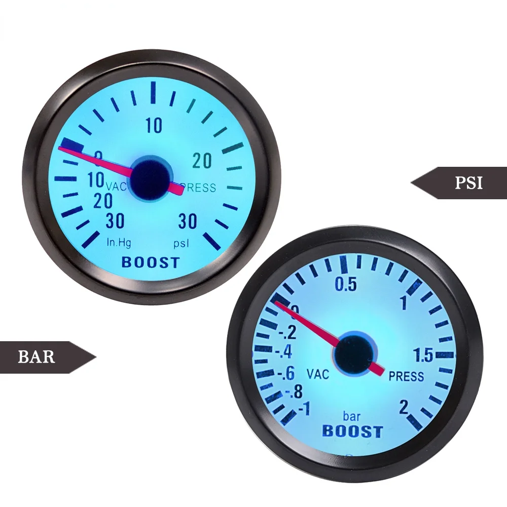 Car Gauge 2 "52 millimetri Bar Turbo Boost Gauge -1 ~ 2 Bar / -30 ~ 30 PSI Vuoto Presse Meter per Auto Luce Blu Bordo Nero 12V 
Car Gauge 2 "52 millimetri Bar Turbo Boost Gauge -1 ~ 2 Bar / -30 ~ 30 PSI Vuoto Presse Meter per Auto Luce Blu Bordo Nero 12V