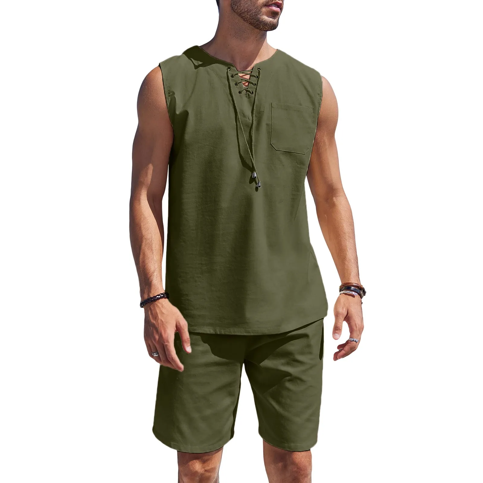 Cotton Linen 2 piece suit streetwear Shorts Set Sleeveless Male set solid Color Ropa Hombre Dailywear Pocket Conjuntos 2023
Cotton Linen 2 piece suit streetwear Shorts Set Sleeveless Male set solid Color Ropa Hombre Dailywear Pocket Conjuntos 2023