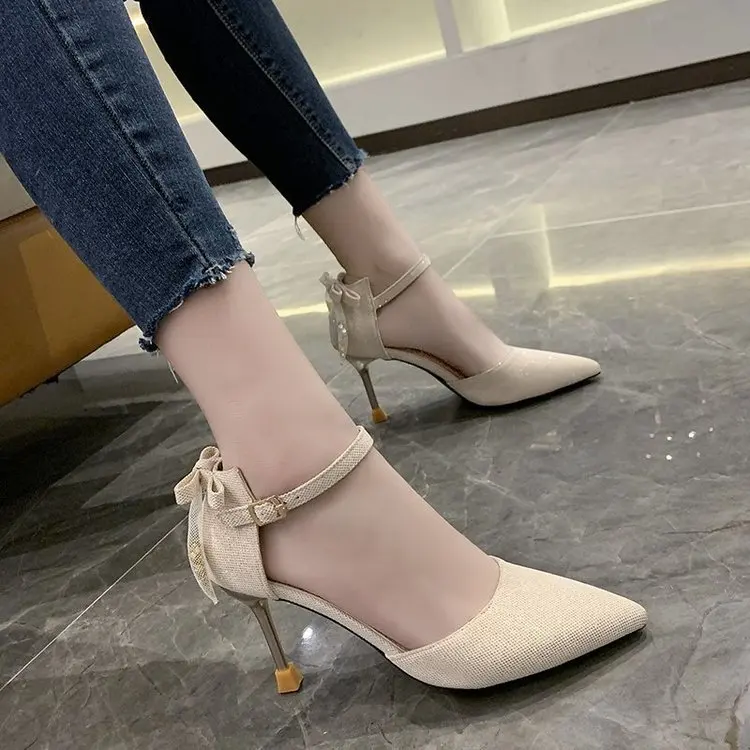 Women's Summer Sandals Bow High Heels Female 2023 Spring New Fashion Pointy Thin with A Word Buckle Single Shoes Ladies Pumps 
Women's Summer Sandals Bow High Heels Female 2023 Spring New Fashion Pointy Thin with A Word Buckle Single Shoes Ladies Pumps