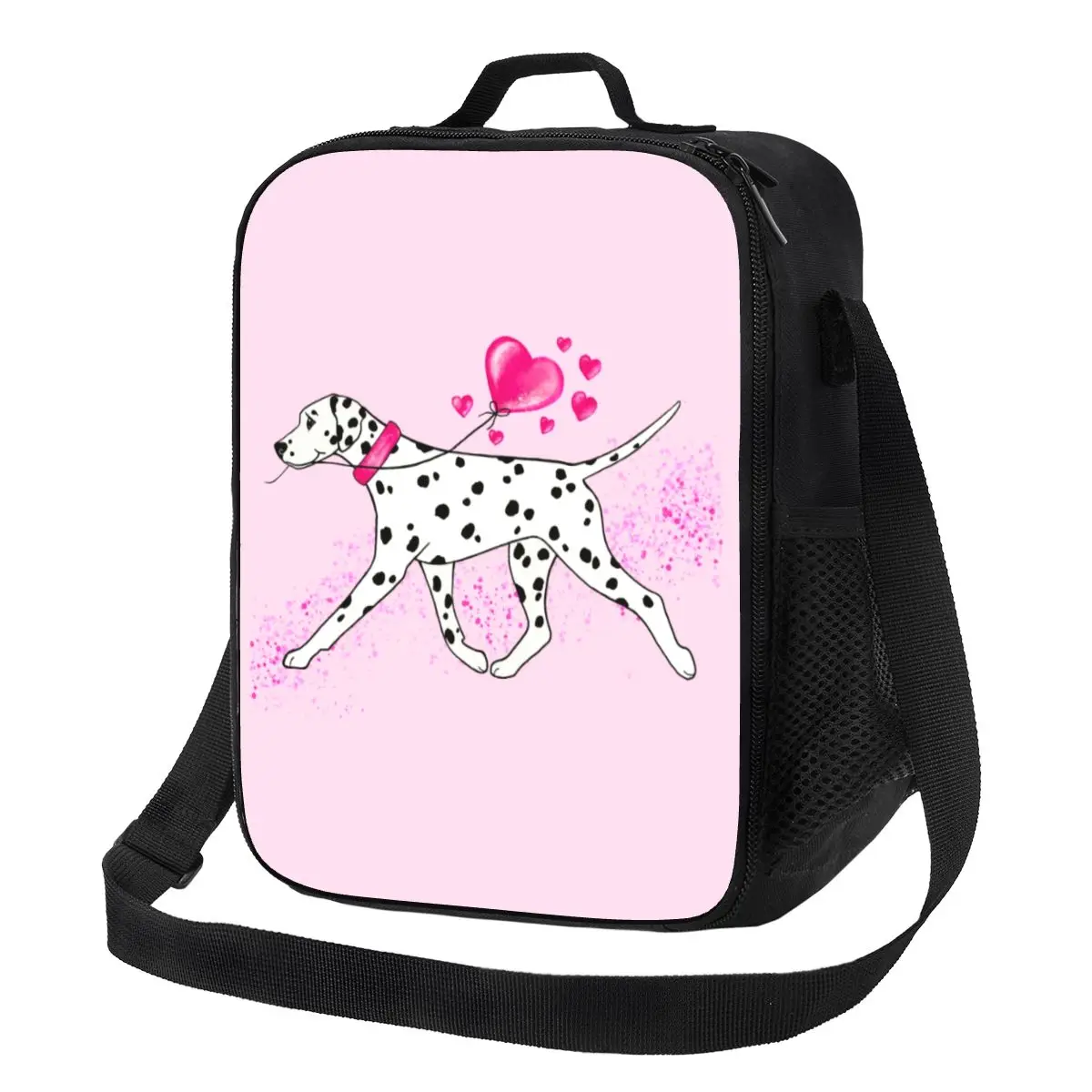 

Dalmatian Hearts Insulated Lunch Tote Bag for Leopard Carriage Firehouse Plum Pudding Dog Resuable Thermal Bento Box Work Travel