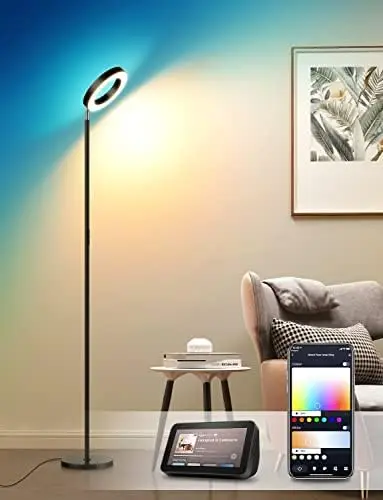 

Лампа, 2400LM умная светодиодная стоячая лампа RGBW с двухсторонним освещением, управление через приложение WiFi, работает с Alexa, 2700K-6400K Color Chang