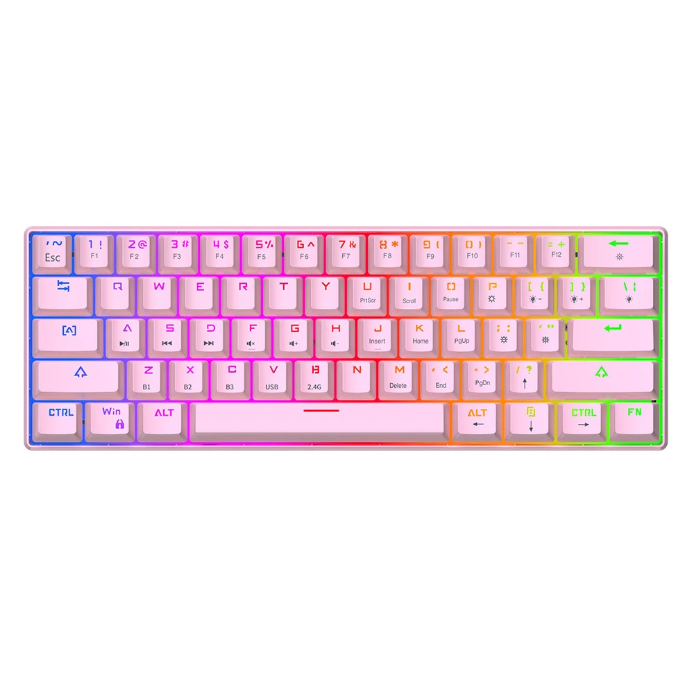 Wireless Mechanical Keyboard Portable 61-key Three-mode Bluetooth Keyboard Rechargeable for Tablet Smartphone PC Laptop Offices
Wireless Mechanical Keyboard Portable 61-key Three-mode Bluetooth Keyboard Rechargeable for Tablet Smartphone PC Laptop Offices