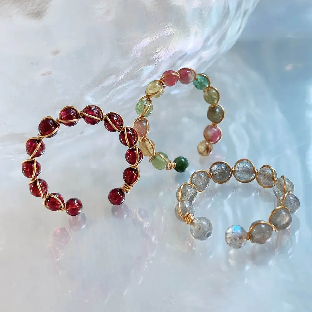 Gold Color Natural Crystal Stone Rings for Women Wire Wrap Small Beads Charm Garnets Tourmalines Labradorite Quartz Rings Bands
Gold Color Natural Crystal Stone Rings for Women Wire Wrap Small Beads Charm Garnets Tourmalines Labradorite Quartz Rings Bands