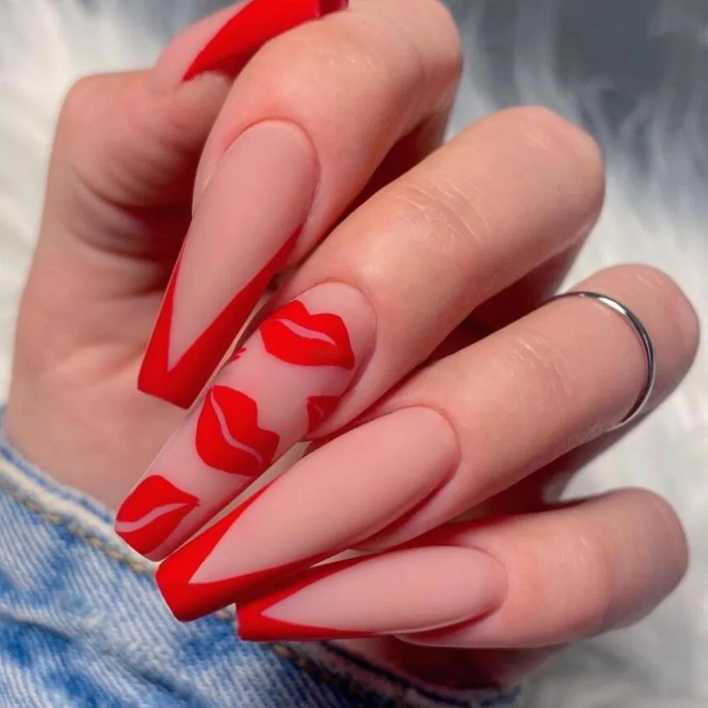 24 Pieces/Box Sexy Lip Print Valentine's Day Fake Nails for Girls Full Coverage French Long Ballet Fake Nails for Girls
24 Pieces/Box Sexy Lip Print Valentine's Day Fake Nails for Girls Full Coverage French Long Ballet Fake Nails for Girls