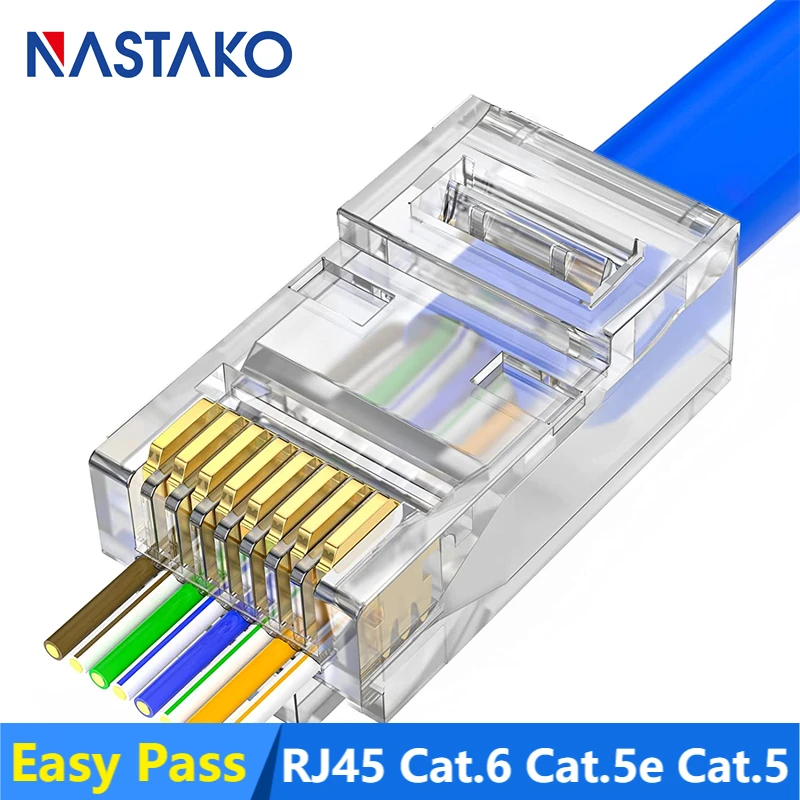 

Easy RJ45 Connector Cat5 CAT5e CAT6 Plugs Network Cable Modular 8P8C Connectors Pass Through EZ Jacks