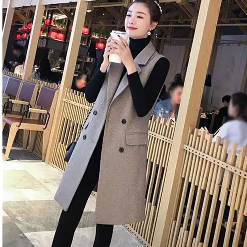 Women Turn-down Collar Woolen Vests Female Causal Loose Sleeveless Coats Ladies Mid-Length Loose Fashion Waistcoat Coats G74
Women Turn-down Collar Woolen Vests Female Causal Loose Sleeveless Coats Ladies Mid-Length Loose Fashion Waistcoat Coats G74
