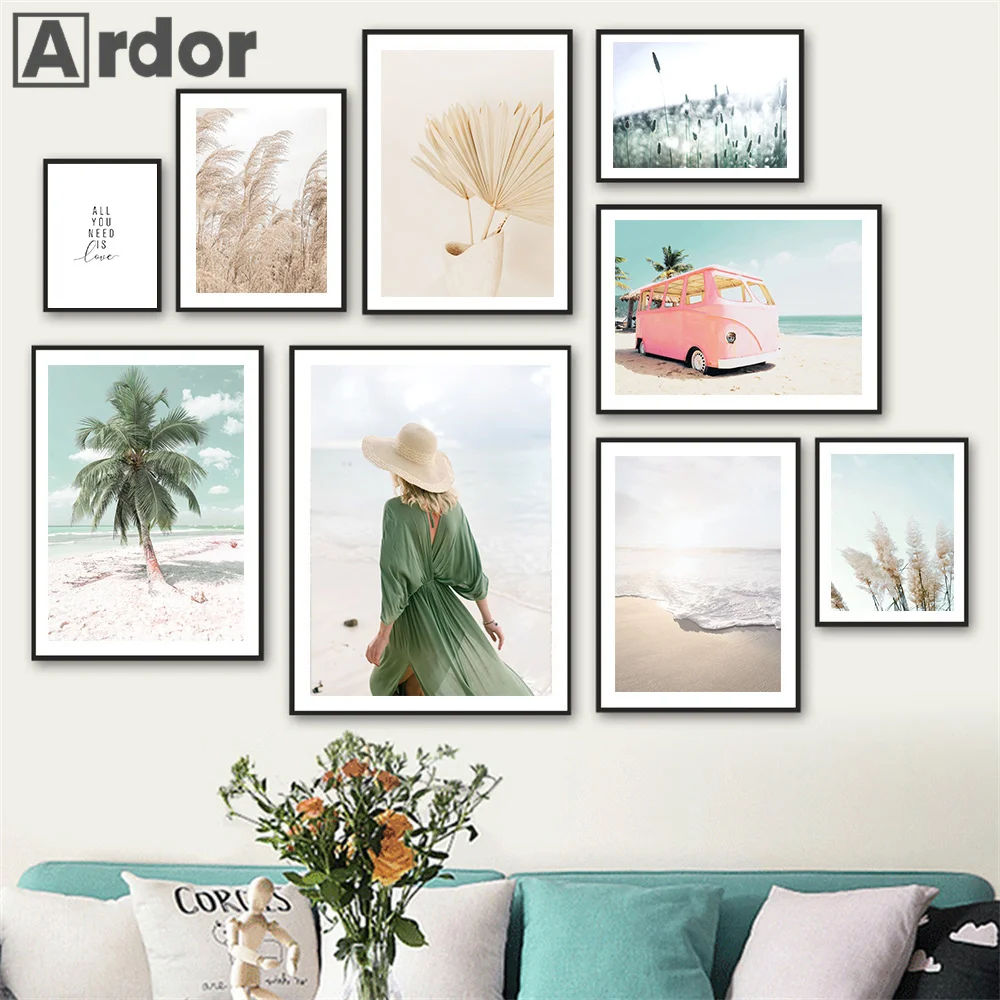 Coconut Palm Leaf Reed Beach Pink Tourist Bus Wall Art Canvas Painting Nordic Posters And Prints Wall Pictures Living Room Decor 
Coconut Palm Leaf Reed Beach Pink Tourist Bus Wall Art Canvas Painting Nordic Posters And Prints Wall Pictures Living Room Decor