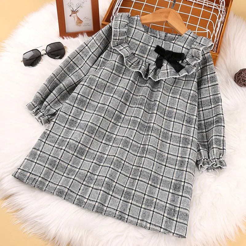 Girls' Dress AutumnNew Fashionable Bow Children's Long-Sleeved Princess Dress Plaid Cotton Dress Spring & Autumn Knee-Length
Girls' Dress AutumnNew Fashionable Bow Children's Long-Sleeved Princess Dress Plaid Cotton Dress Spring & Autumn Knee-Length