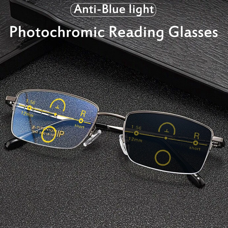 Smart Zoom Photochromic Multifocal Reading Glasses Men Progressive Fashion Anti-blue Ray Chameleon Eyeglasses Half-Frame +2.5
Smart Zoom Photochromic Multifocal Reading Glasses Men Progressive Fashion Anti-blue Ray Chameleon Eyeglasses Half-Frame +2.5