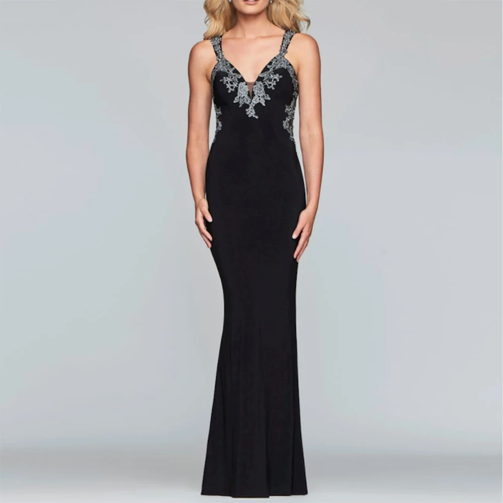 EAEOVN Black Evening Dress Mermaid Beaded Applique V Neck Sleeveless Evening Gown Trumpet Backless Brush Sexy Formal Party Dress
EAEOVN Black Evening Dress Mermaid Beaded Applique V Neck Sleeveless Evening Gown Trumpet Backless Brush Sexy Formal Party Dress
