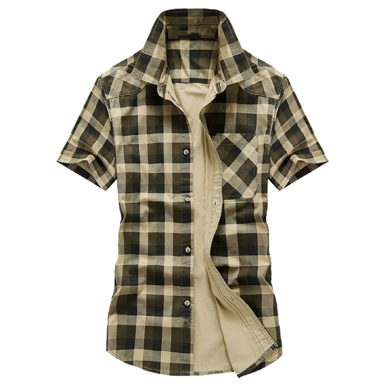 Cotton Casual Men Shirt Plaid Pocket Button Cardigan Coat Loose Turn-Down-Collar Long-Sleeve Blouse Casual Daily Male Clothing
Cotton Casual Men Shirt Plaid Pocket Button Cardigan Coat Loose Turn-Down-Collar Long-Sleeve Blouse Casual Daily Male Clothing