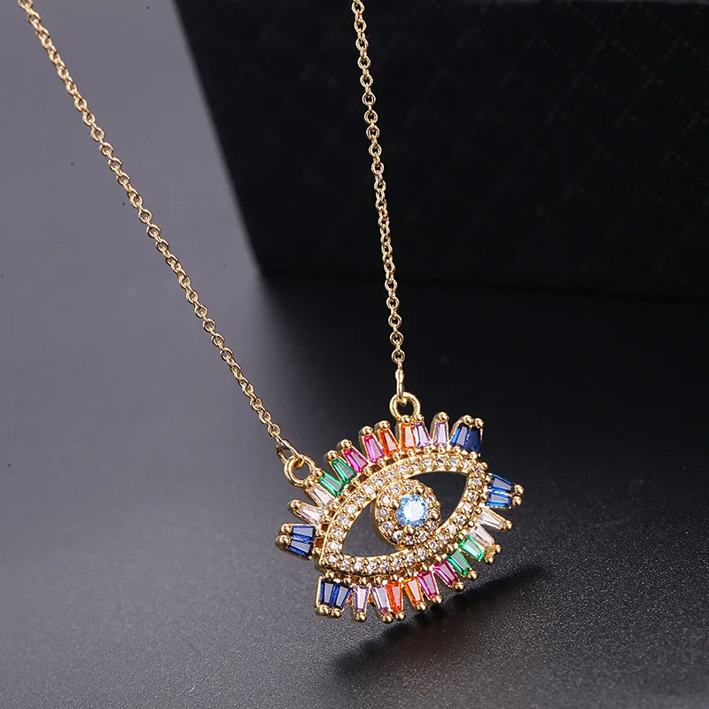 Devil's Eye Micro-set Zircon Necklace Rainbow Colored Clavicle Chain Women's Lobster Buckle Clavicle Chain Real Gold no fading
Devil's Eye Micro-set Zircon Necklace Rainbow Colored Clavicle Chain Women's Lobster Buckle Clavicle Chain Real Gold no fading
