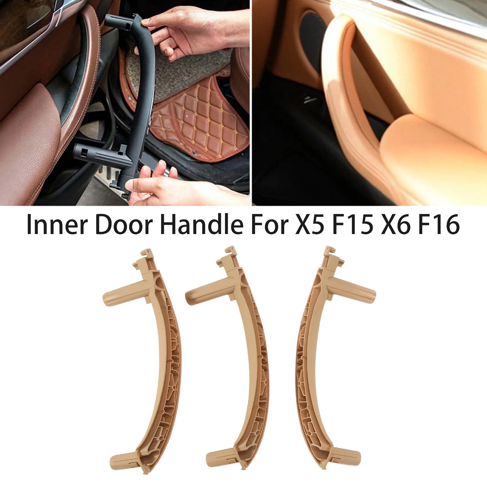 

3Pcs Inner Door Handle Door Armrest Cover 51417345331 51417345332 for-BMW X5 F15 X6 F16