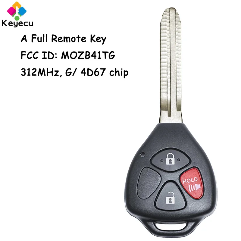 KEYECU Remote Car Key With 3 Buttons 312MHz G 4D67 Chip for Scion iQ tC 2005-2013, xD 2008-2012 for Toyota Yaris Fob MOZB41TG
KEYECU Remote Car Key With 3 Buttons 312MHz G 4D67 Chip for Scion iQ tC 2005-2013, xD 2008-2012 for Toyota Yaris Fob MOZB41TG