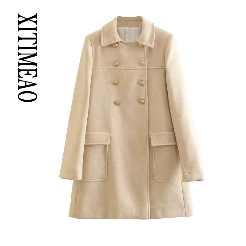XITIMEAO Women 2022 New Fashion double breasted Coat Vintage Long Sleeve pocket Female Outerwear Overshirt
XITIMEAO Women 2022 New Fashion double breasted Coat Vintage Long Sleeve pocket Female Outerwear Overshirt