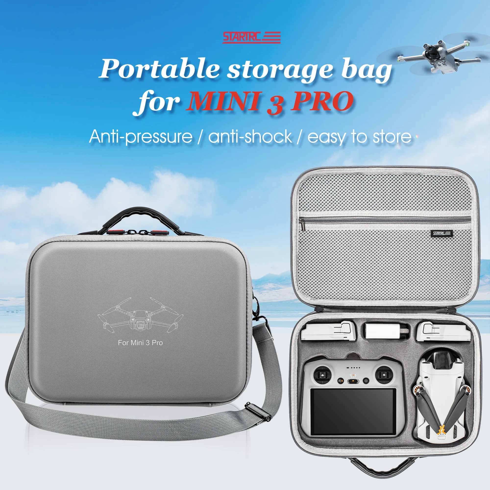 Сумка STARTRC DJI Mini 3 Pro, Портативная сумка через плечо, водонепроницаемая сумка из ПУ, чехол для экрана с дистанционным управлением для DJI
Сумка STARTRC DJI Mini 3 Pro, Портативная сумка через плечо, водонепроницаемая сумка из ПУ, чехол для экрана с дистанционным управлением для DJI