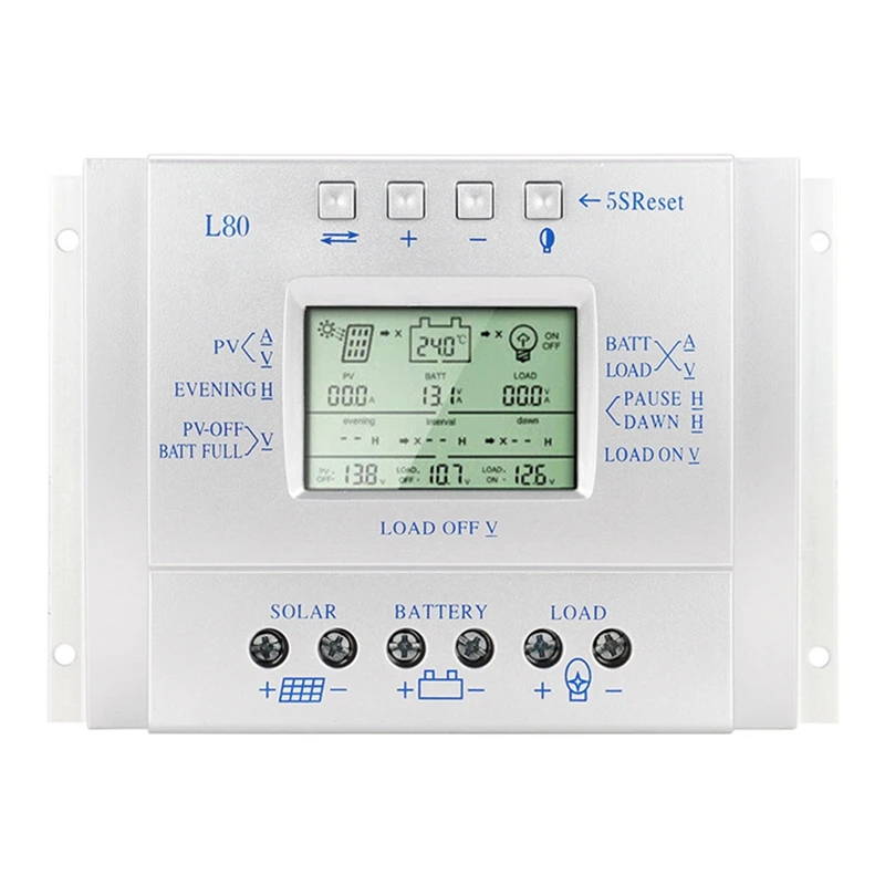 80A 12V/24V L80 Zero Level Display Charging Solar Controller Solar Charge Controller
80A 12V/24V L80 Zero Level Display Charging Solar Controller Solar Charge Controller