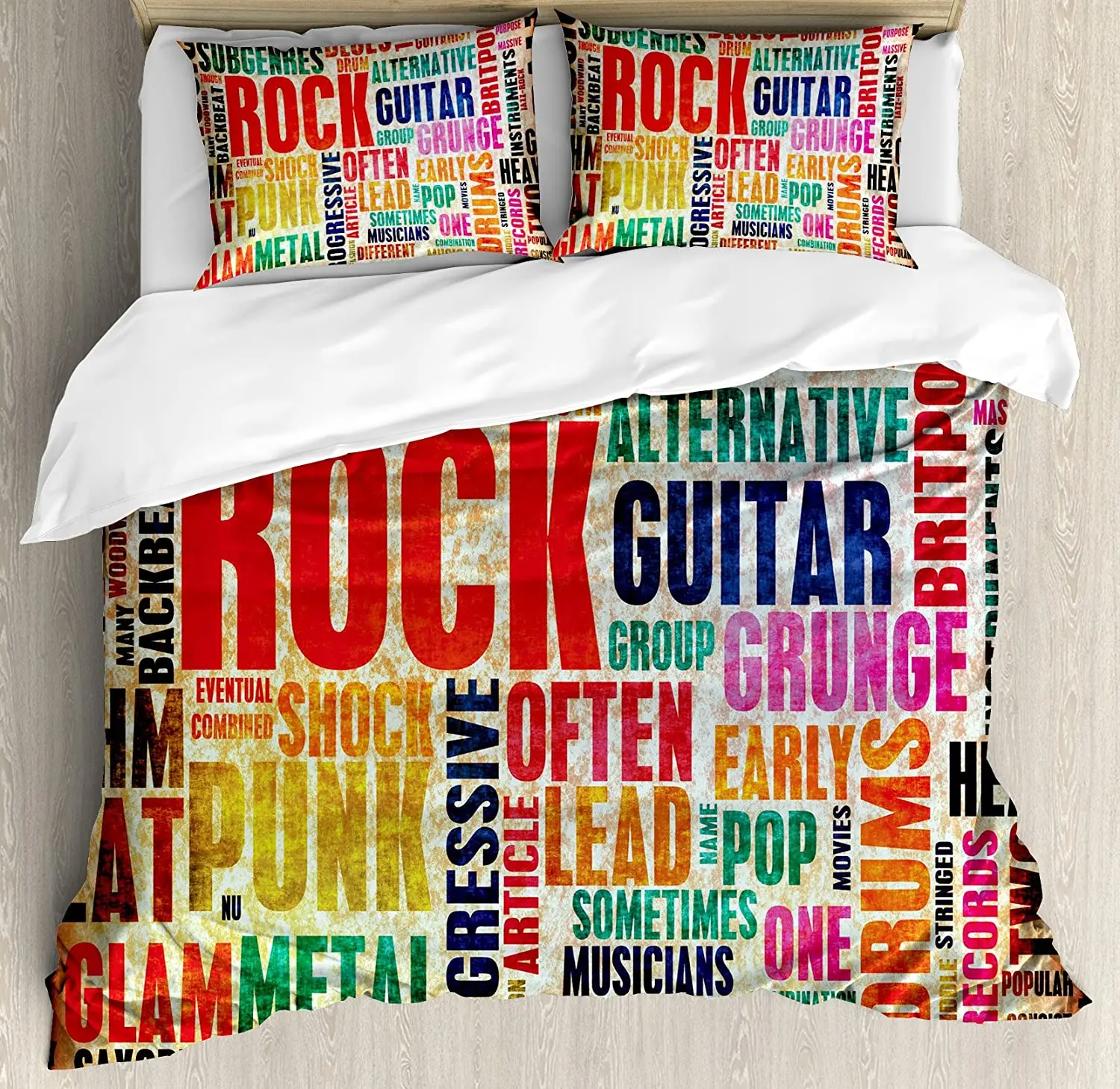 Music Bedding Set For Bedroom Bed Home Retro Rock and Roll Symbol Lettering Grunge Distre Duvet Cover Quilt Cover And Pillowcase
Music Bedding Set For Bedroom Bed Home Retro Rock and Roll Symbol Lettering Grunge Distre Duvet Cover Quilt Cover And Pillowcase