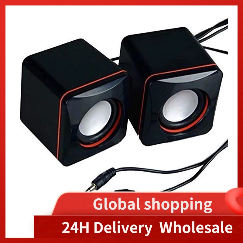

1 Pairc USB Computer Speakers Wired 4D Bass Stereo Subwoofer Speaker For Laptop Smartphones Desktop MP4 Computer Players