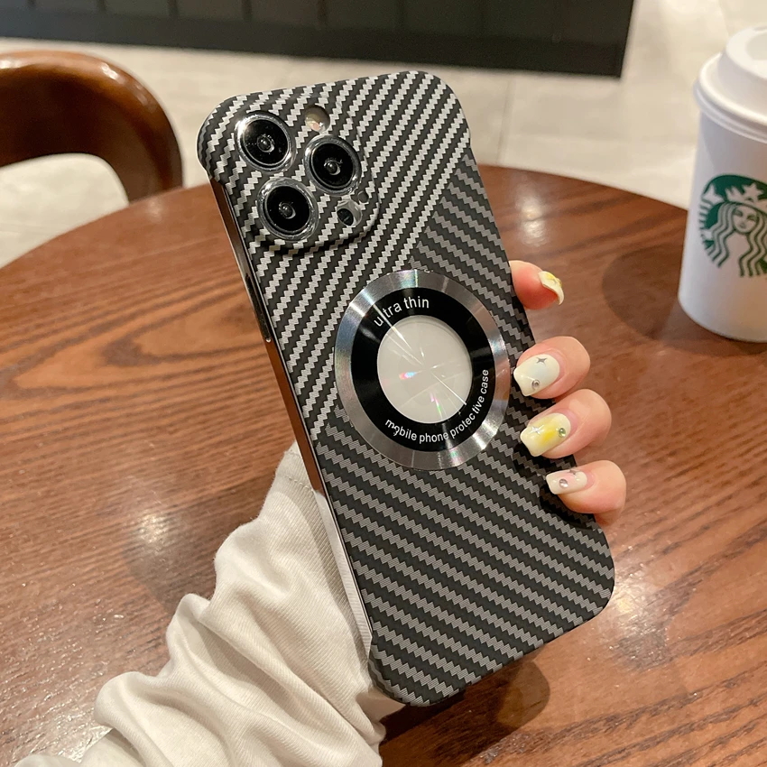 Magnetic Wireless Charging Logo Hole Case for iPhone 14 Pro 11 12 13 Pro Max Plus Magsafe Carbon Fiber Texture Frameless Cover
Magnetic Wireless Charging Logo Hole Case for iPhone 14 Pro 11 12 13 Pro Max Plus Magsafe Carbon Fiber Texture Frameless Cover