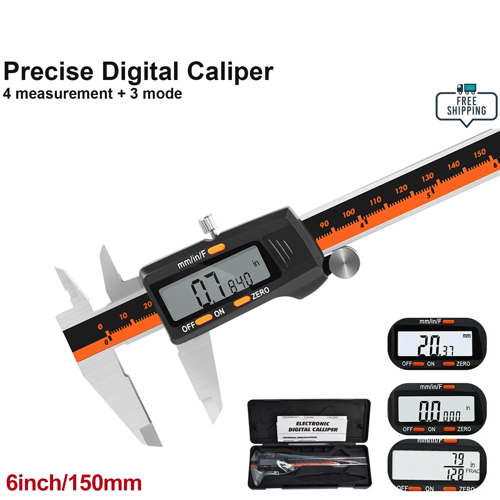 150mm 200mm Multifunction Digital Caliper 0.01mm High Precision LCD Display Metric Imperial Fractional SAE Auto Power On Off
150mm 200mm Multifunction Digital Caliper 0.01mm High Precision LCD Display Metric Imperial Fractional SAE Auto Power On Off