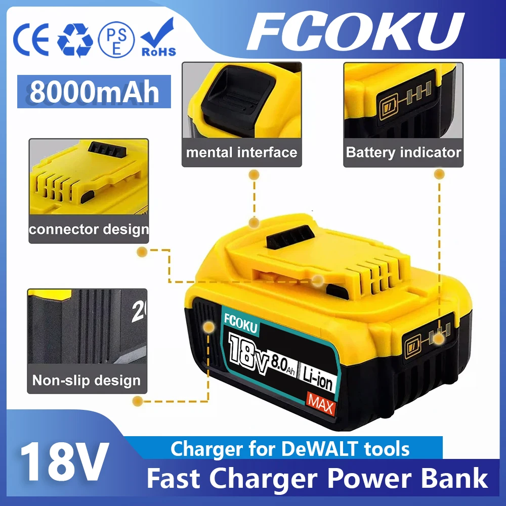 Origina Compatible DeWALT 18V 8.0Ah Lithium Rechargeable Power Tool Battery ReplacementDCB205 DCB201 DCB203 ion battery
Origina Compatible DeWALT 18V 8.0Ah Lithium Rechargeable Power Tool Battery ReplacementDCB205 DCB201 DCB203 ion battery