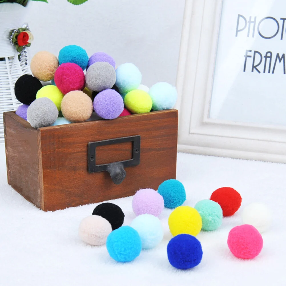 

70pcs Ball Toys for Cats Colorful Pompon DIY Handmade Material Pom Ball Kindergarten Prop Fluffy Balls