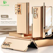 Luxury Magnetic Cover Kickstand Transparente Case For Samsung Galaxy Z Fold 5 Fold4 3 Tempered Film Full Protection With S Pen