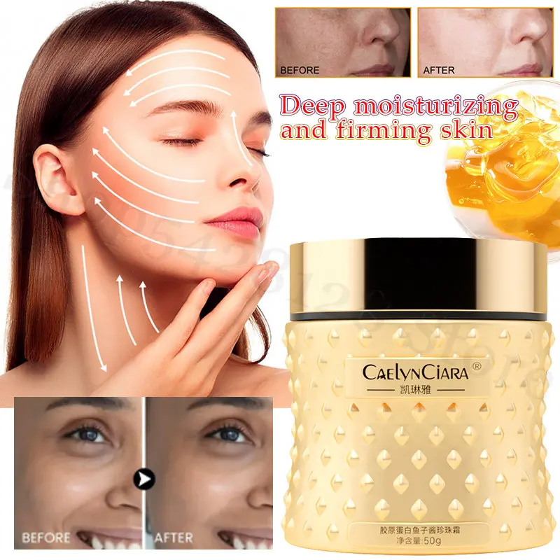 Collagen Caviar Pearl Cream Deep Repair Firming Skin Fine Pores Smoothing Wrinkles Fading Dullness Moisturizing Cream 50g
Collagen Caviar Pearl Cream Deep Repair Firming Skin Fine Pores Smoothing Wrinkles Fading Dullness Moisturizing Cream 50g
