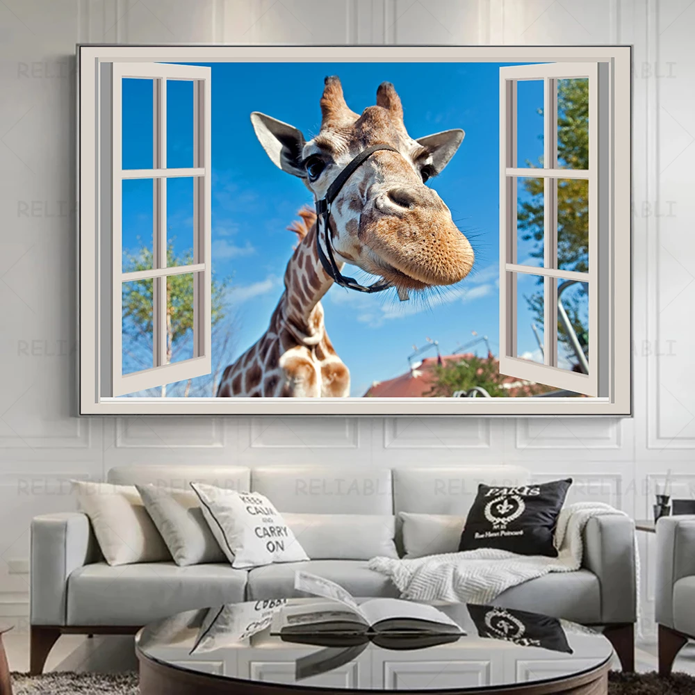 Забавный Жираф холст настенное искусство голова животного из открытого окна пейзаж картина на стену для офиса гостевой комнаты домашний де...
Забавный Жираф холст настенное искусство голова животного из открытого окна пейзаж картина на стену для офиса гостевой комнаты домашний де...