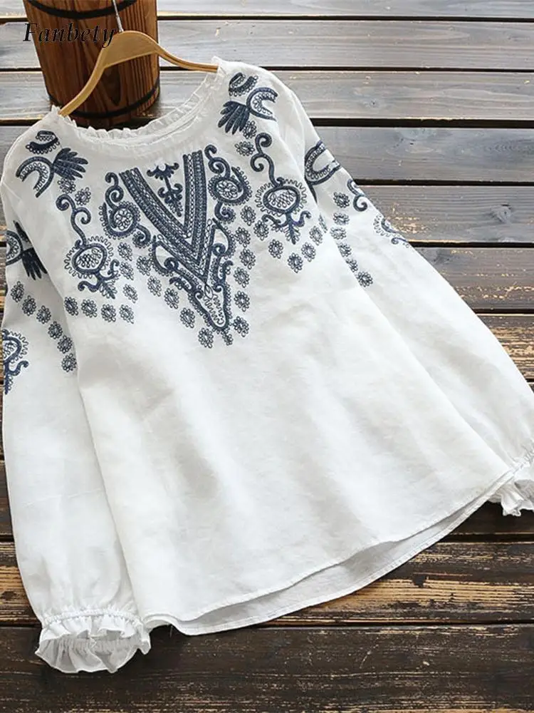 Fashion Retro Floral Embroidery Design Blouse Women Casual Loose Pullover Elegant O-Neck Long Sleeve Commute Blusa Streetwears
Fashion Retro Floral Embroidery Design Blouse Women Casual Loose Pullover Elegant O-Neck Long Sleeve Commute Blusa Streetwears